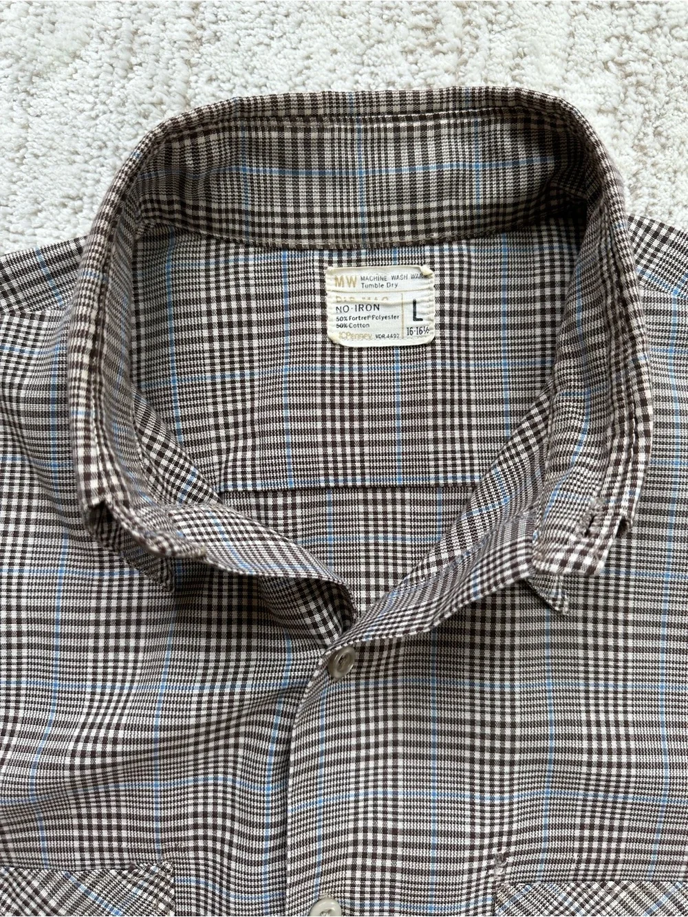 Vintage JC Penny Button Down Long Sleeve Shirt Men’s Large 16-16 1/2 Plaid - Picture 2 of 7